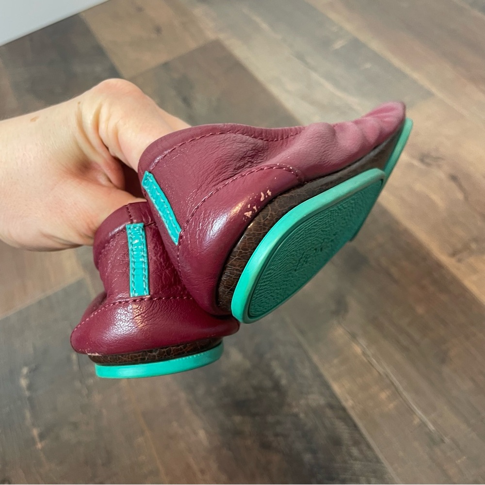 Tieks Burgundy Leather Ballet Flats Women's 8 Shoes Slip On Maroon Wine Red - Picture 7 of 8